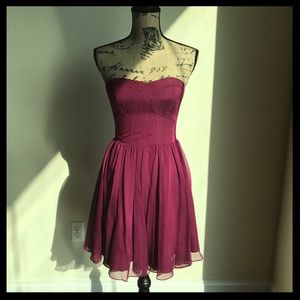 Guess Pink/Magenta Strapless Chiffon Dress